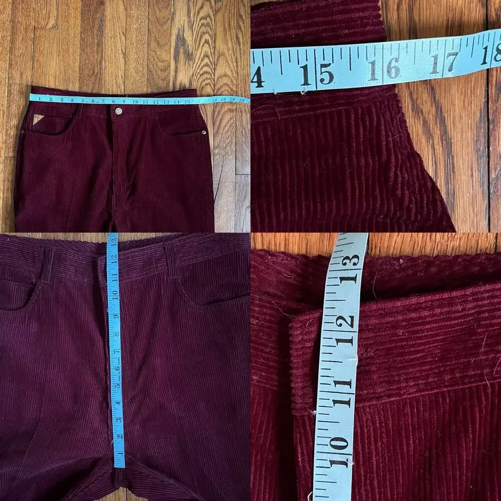 Vintage Jordache Corduroy Pants Cranberry High Rise Bootcut 32L